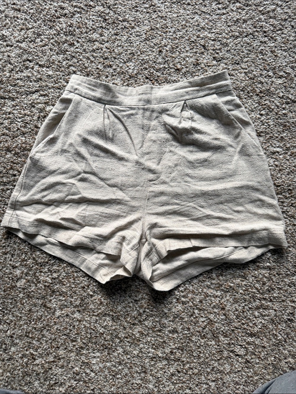 Altar'd State Cream High-Waist Pleated Linen-Blend Shorts